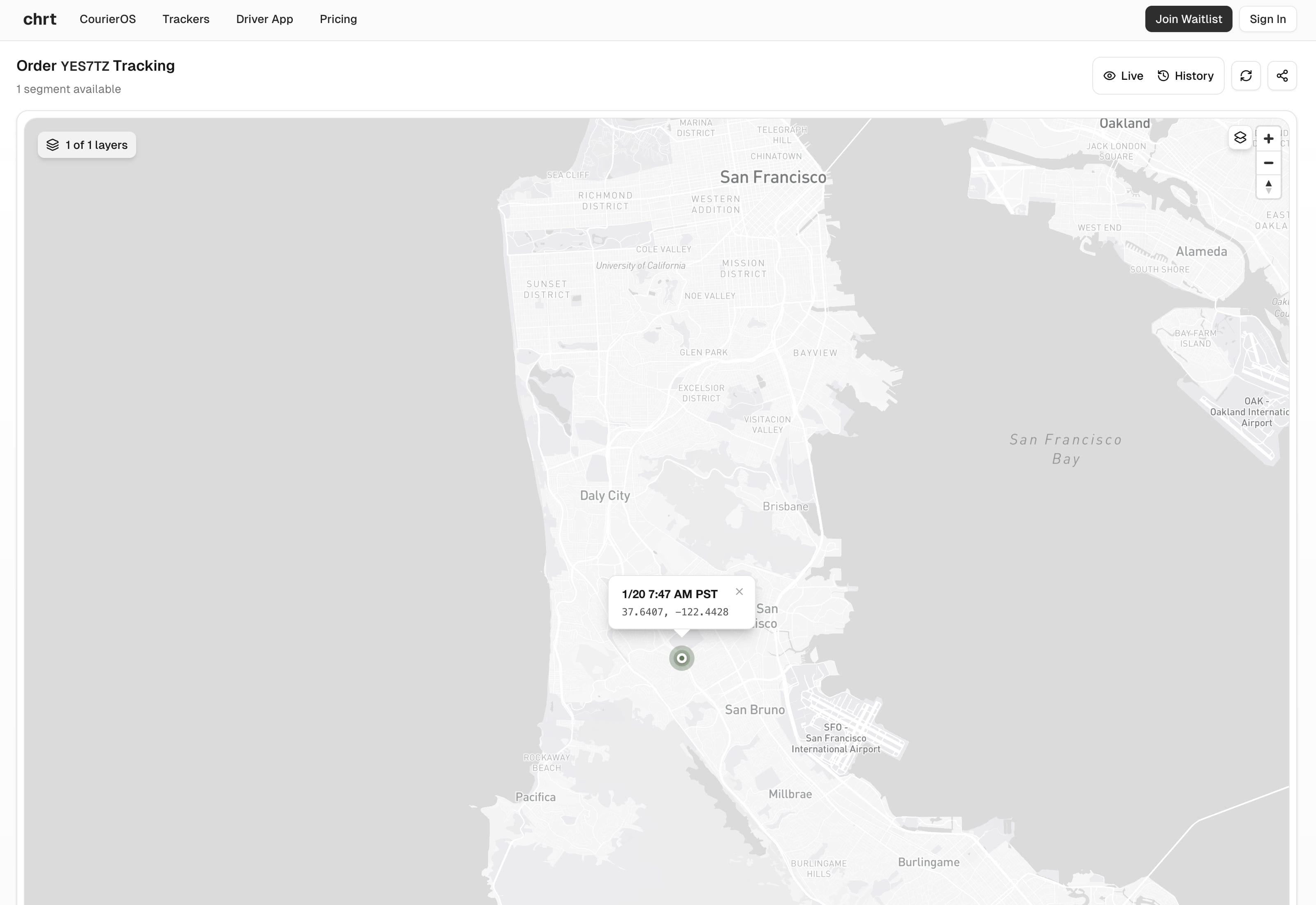 Public order tracking with live updates