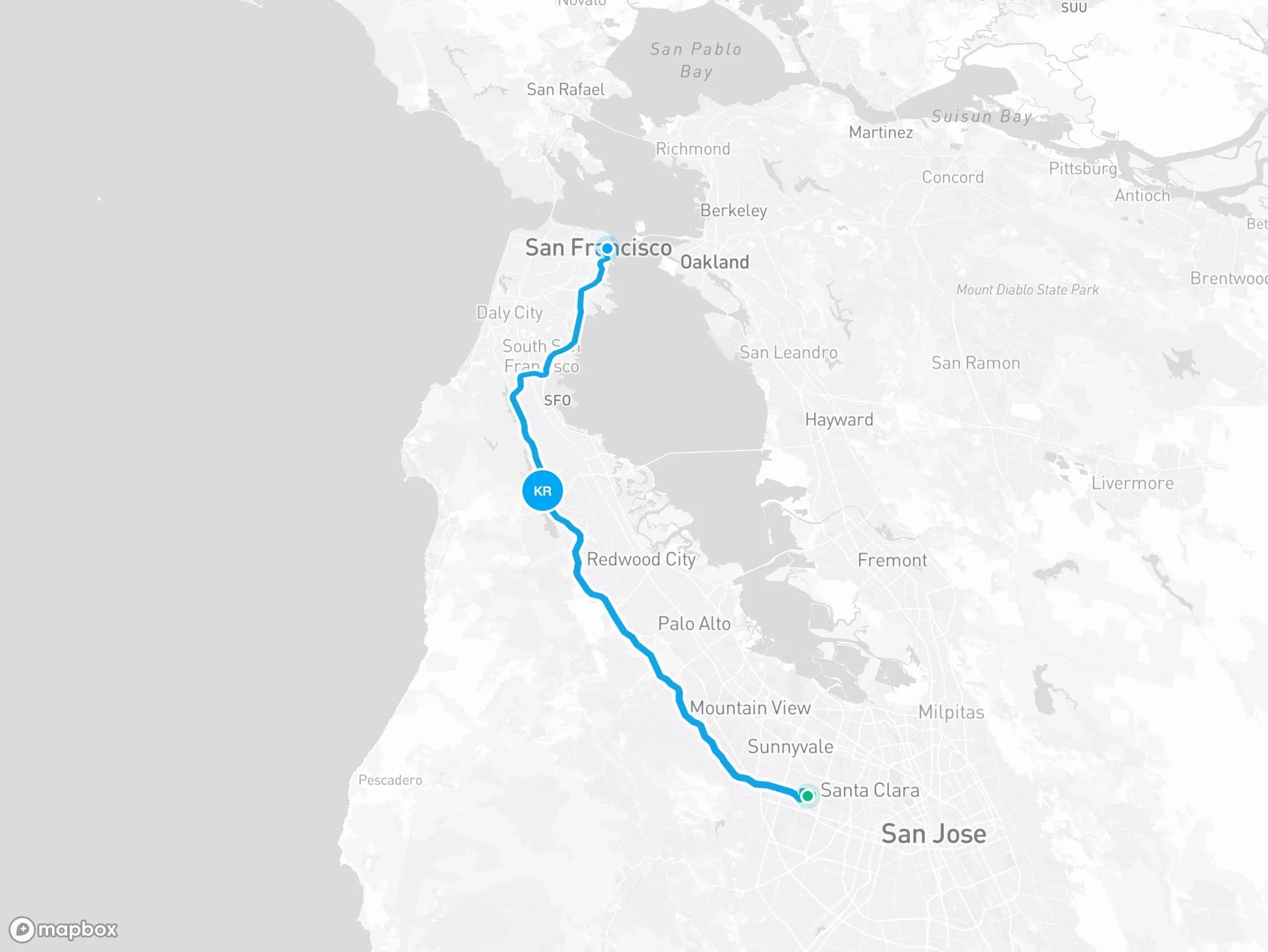 Live delivery route from Cupertino to San Francisco